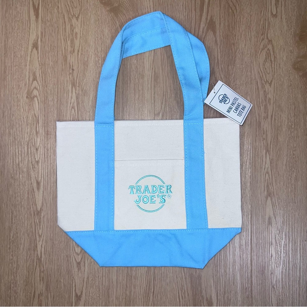 Trader Joe’s Blue and Cream Mini Canvas Tote Bag